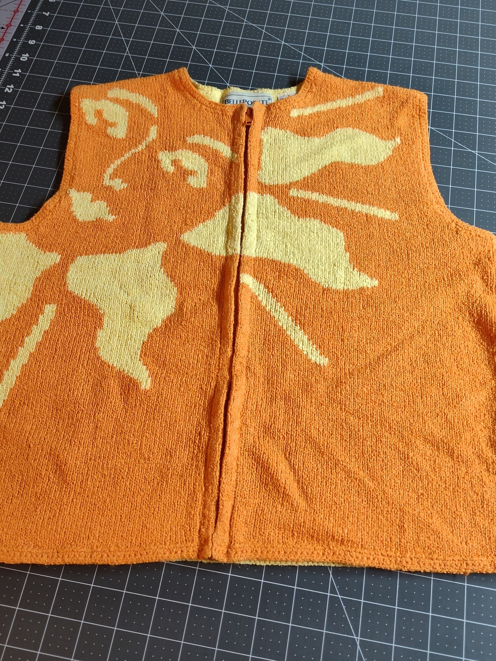 Orange & Yellow Sunburst Zip-Front Women's Sweater Vest